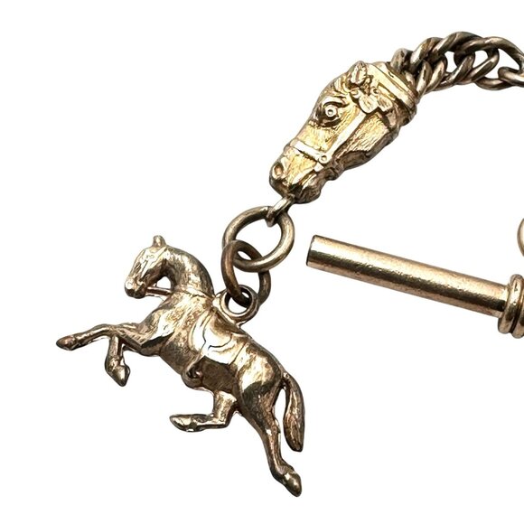 The Best Antique Gold Filled Pocket Watch Chain Horse Equestrian Fobs 51 Grams - Picture 4 of 7